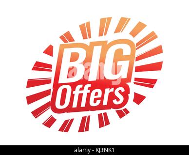 Inscrivez-big, big offre avec rayons, bold propose enseigne, d'une conception, isolé sur fond blanc. Illustration de Vecteur