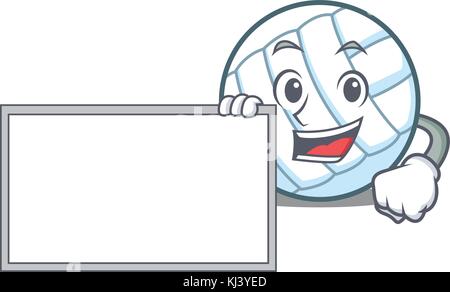 Avec bord volley ball character cartoon Illustration de Vecteur