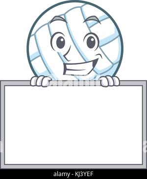 Souriant avec volley ball character cartoon Illustration de Vecteur