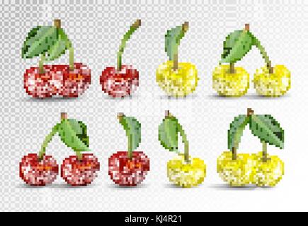 Cherry fruit réaliste vector icons set. vector illustration sur fond transparent Illustration de Vecteur