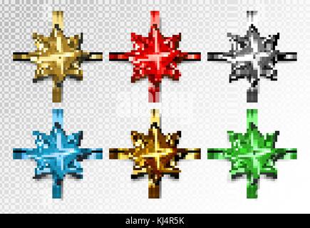 Ensemble de cadeau de couleur réaliste avec des rubans bow bow-knot. vecteur 3D, collection Illustration de Vecteur