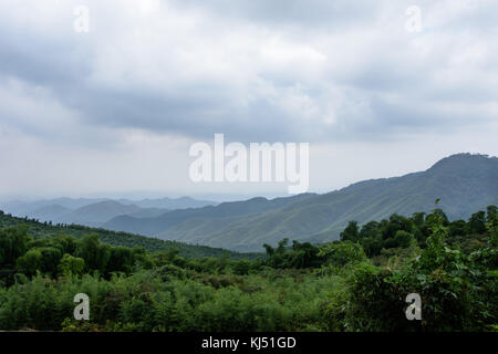 Vue sur la vallée de montagne avec ciel nuageux et vert forêt de bambou à Moganshan en Chine Banque D'Images