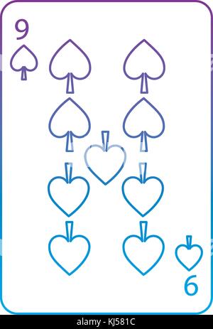 Neuf de pique des jeux de cartes français icône connexes droit Illustration de Vecteur