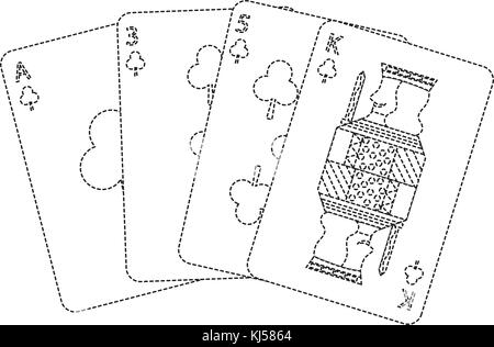 Clover ou clubs français costume playing cards droit Illustration de Vecteur