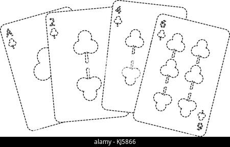 Clover ou clubs français costume playing cards droit Illustration de Vecteur