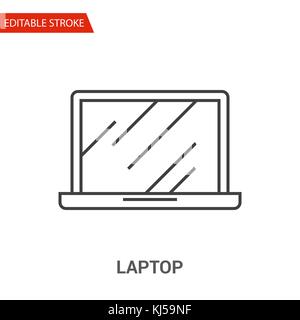 Icône de l'ordinateur portable. Fine ligne Vector Illustration. Régler l'épaisseur du trait - Étendre à n'importe quelle taille - Changement facile - Couleur - Course éditable parfait Pixel Illustration de Vecteur