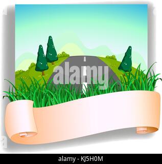 Illustration d'une route à l'arrière de l'affichage sur fond blanc Illustration de Vecteur