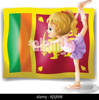 Illustration du drapeau du Sri Lanka et la gymnaste sur fond blanc Illustration de Vecteur