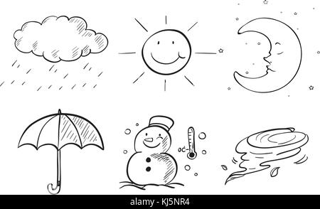 Illustration des silhouettes des différentes saisons sur fond blanc Illustration de Vecteur