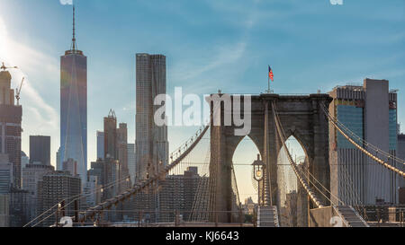 New york city skyline avec pont de Brooklyn Banque D'Images