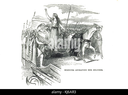Boadicea ou Boudica inspirant ses soldats Banque D'Images
