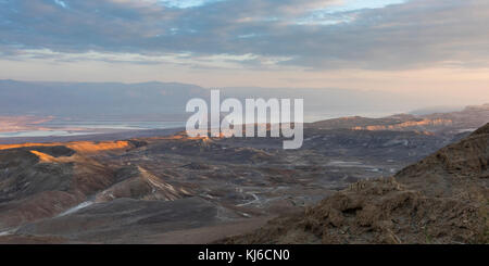 Vue panoramique du désert, Massada, désert de Judée, Région de la Mer Morte, Israël Banque D'Images