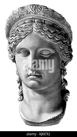 Hera, tête en marbre dans la Villa Ludovisi à Rome (Juno Ludovisi). Epoch de Praxiteles (Hera, Marmorkopf dans le der Villa Ludovisi zu ROM (Juno Ludovisi). Epoche des Praxiteles) Banque D'Images