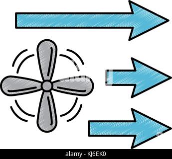 Ventilateur avec flèches icône isolé Illustration de Vecteur