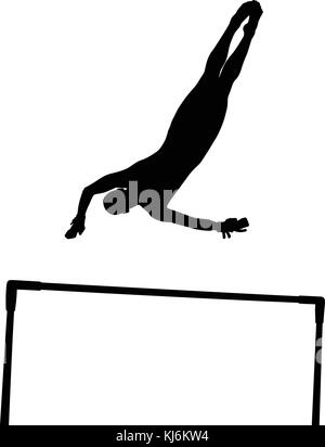Silhouette noire barres asymétriques en gymnastique artistique gymnastique fille Illustration de Vecteur