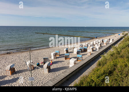 Chaises de plage à la plage de centre nienhagen, Mecklembourg-Poméranie occidentale, l'Allemagne, de l'Europe Banque D'Images