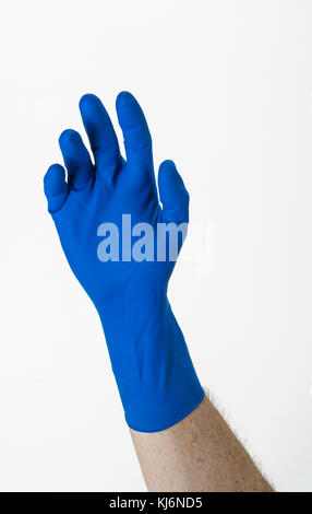 Gant bleu main gantée Ouvrez Palm Banque D'Images