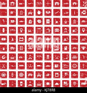 Chargeur 100 icons set rouge grunge Illustration de Vecteur