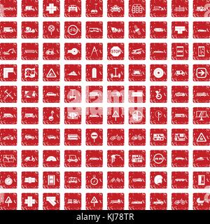 Emplacement 100 icons set rouge grunge Illustration de Vecteur