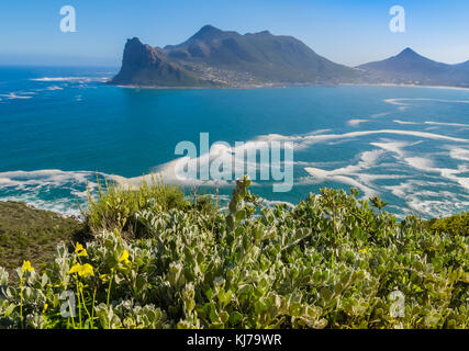 Vue panoramique de Hout Bay à partir de Chapman's Peak Drive, afrique du sud Banque D'Images