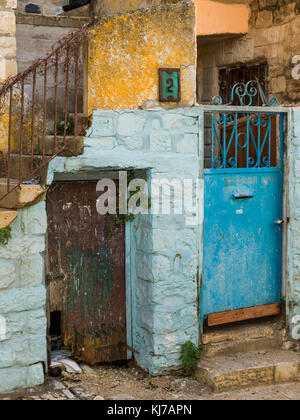 Façade de maison de construction traditionnelle, Vieille Ville, Quartier Nord, Safed, Israël Banque D'Images