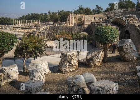 Ruines de site archéologique, Bet She'an National Park, district de Haïfa, Israël Banque D'Images