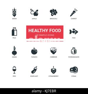 Des aliments sains - Icônes de conception en ligne. Illustration de Vecteur