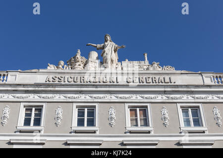 Détail de l'palazzo stratti, administré par la compagnie d'ASSURANCES ASSICURAZIONI GENERALI - Trieste, Frioul-Vénétie julienne, italie Banque D'Images