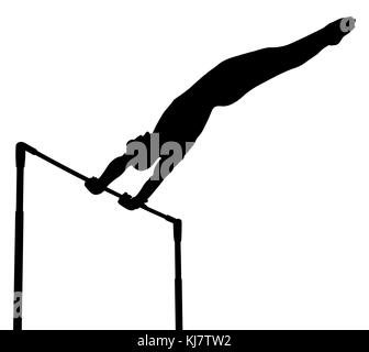 Barre horizontale en gymnastique artistique gymnastique silhouette noire Banque D'Images