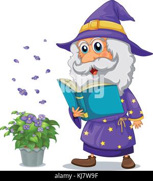 Illustration d'un assistant tenant un livre à côté d'une plante en pot sur fond blanc Illustration de Vecteur