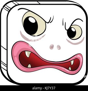 Illsutration d'un visage en forme de carrés sur un fond blanc Illustration de Vecteur