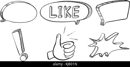 Illustration d'un doodle jeu de référence et de symboles sur un fond blanc Illustration de Vecteur