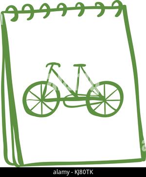 Illustration d'un ordinateur portable vert avec un dessin d'un vélo sur un fond blanc Illustration de Vecteur