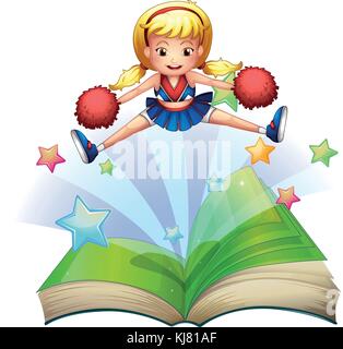 Illustration d'un livre avec une image d'un cheerdancer dansant sur un fond blanc Illustration de Vecteur