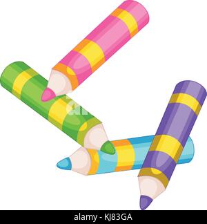 Illustration des crayons colorés sur fond blanc Illustration de Vecteur