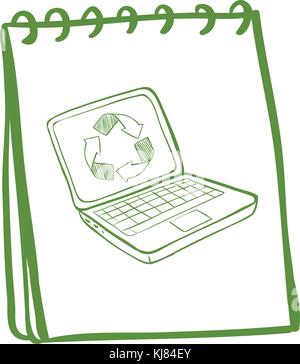 Illustration d'un ordinateur portable vert avec un ordinateur portable à la page de couverture sur un fond blanc Illustration de Vecteur