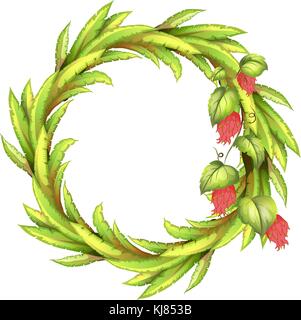 Illustration d'un round de frontière longues feuilles sur fond blanc Illustration de Vecteur