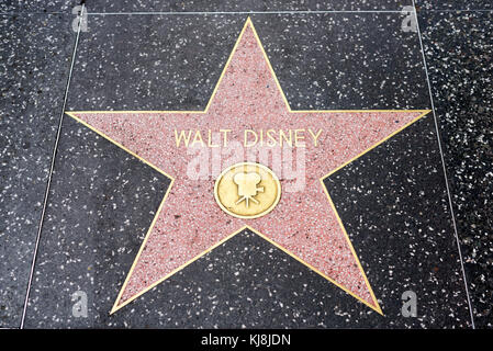 HOLLYWOOD, CA - 06 DÉCEMBRE : Walt Disney star sur le Hollywood Walk of Fame à Hollywood, Californie, le 6 décembre 2016. Banque D'Images