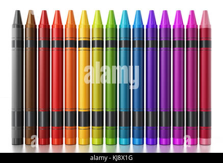 Crayons de couleur isolé sur fond blanc. 3d illustration. Banque D'Images