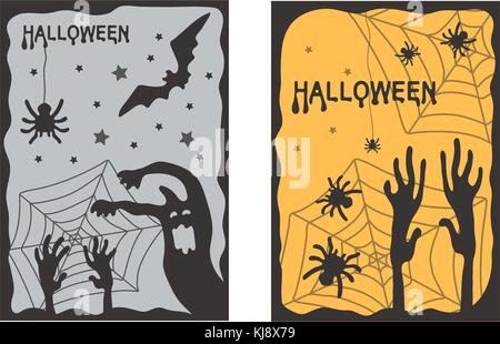 Halloween. vector set de deux bandeaux verticaux Illustration de Vecteur