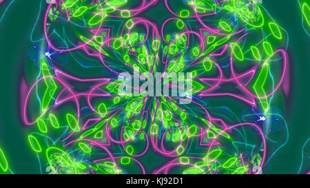 Une expérience 3d illustration colorée et des chiffres en forme de multiples avec de nombreuses lignes, courbes, à pétales ovales, rondes, lignes, points brillant puzzle Banque D'Images