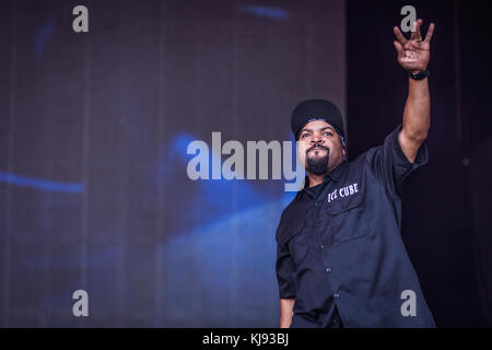 Le Danemark, Roskilde - 1 juillet 2017. Le rappeur américain et le parolier Ice Cube effectue un concert live au cours de la Danish music festival Festival de Roskilde en 2017. (Photo crédit : Gonzales Photo - Thomas Rasmussen). Banque D'Images