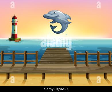 Illustration d'un gros poisson au port Illustration de Vecteur