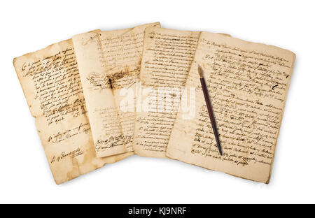 De vieux manuscrits vintage avec nib isolated on white Banque D'Images