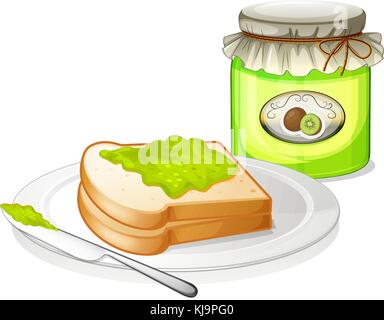 Illustration d'un sandwich avec une confiture sur un fond blanc Illustration de Vecteur