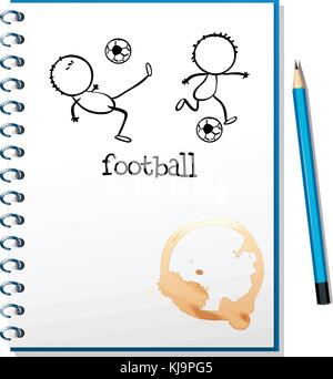 Illustration d'un ordinateur portable avec un design de football sur un fond blanc Illustration de Vecteur