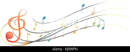 Illustration des différentes notes de musique et des symboles sur un fond blanc Illustration de Vecteur