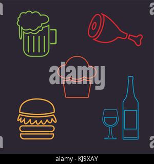 ensemble d’icônes alimentaire Illustration de Vecteur