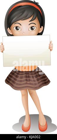 Illustration de girl holding an empty morceau de papier sur un fond blanc Illustration de Vecteur