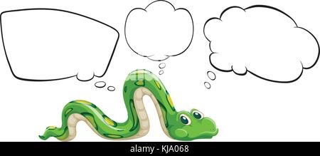 Illustration d'un serpent vert avec la bulle vide notes sur un fond blanc Illustration de Vecteur